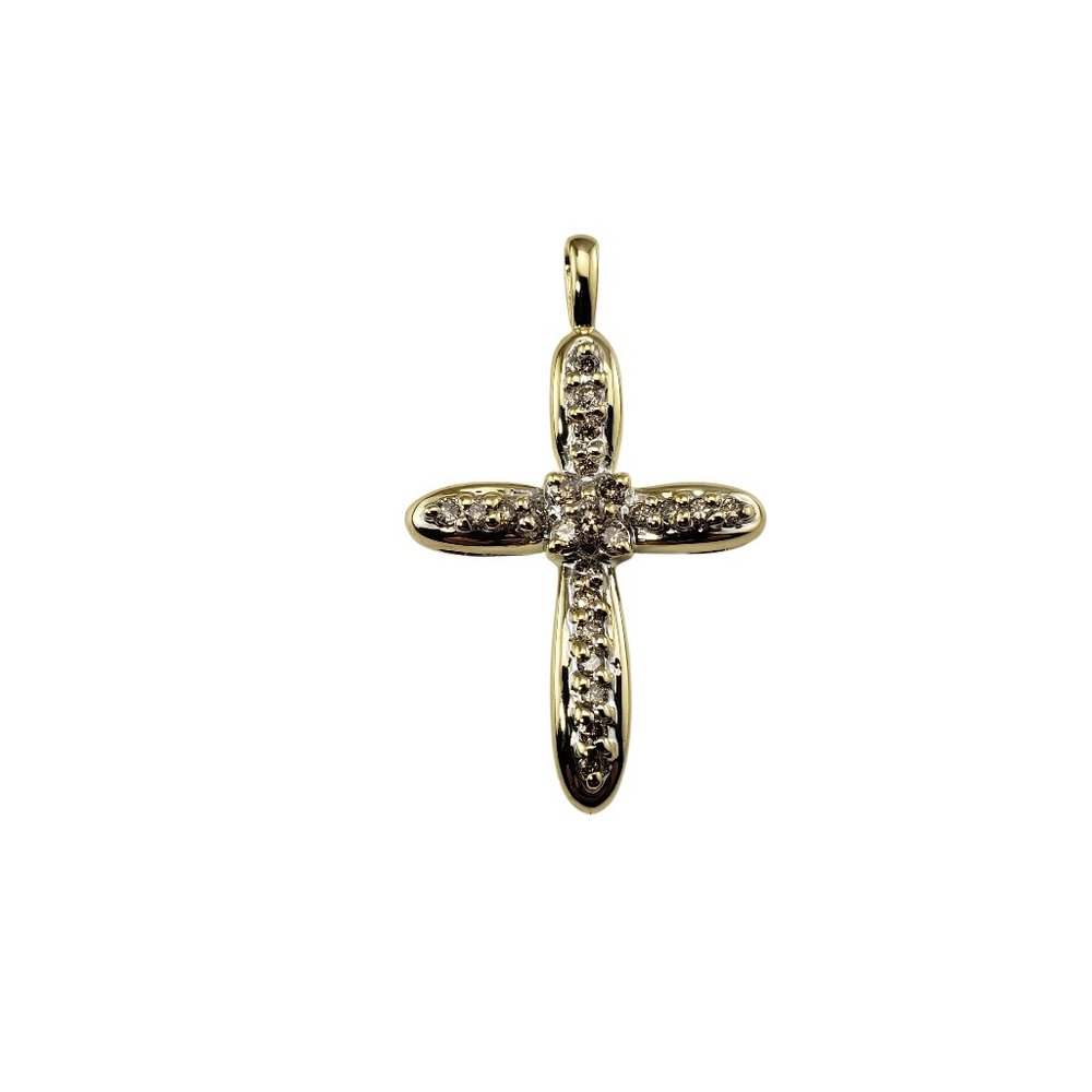Vintage 10 Karat Yellow Gold Diamond Cross Pendant #10421